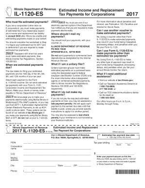 Contracted forms worksheet - 2017 IL-1120-ES, Estimated Income and Replacement Tax Payments for Corporations