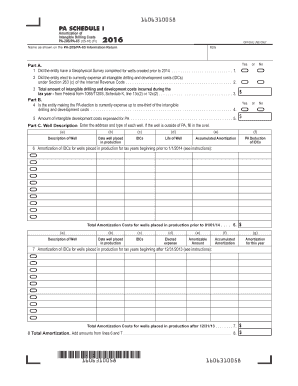 Amortization formula - 2016 PA Schedule I - Amortization of Intangible Drilling Costs (PA-20S/PA-65 I). Forms/Publications