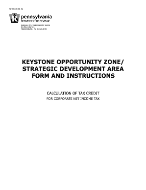 Sample non compete clause between businesses - Keystone Opportunity Zone/Strategic Development Area Form and Instructions - Calculation of Tax Credit For Corporate Net Income Tax (RCT-101KOZ). Forms/Publications