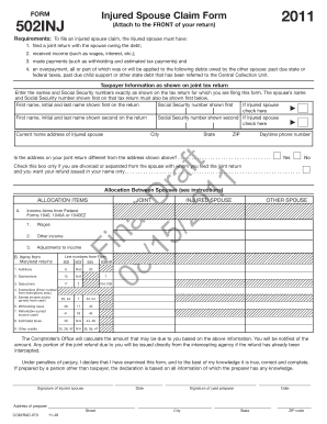 Fillable Online Injured Spouse Claim Form Fax Email Print - pdfFiller