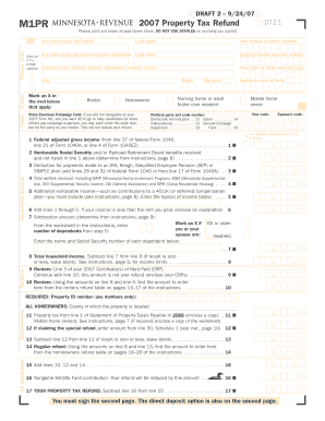 draft 2007 M1PR, Property Tax Refund Return