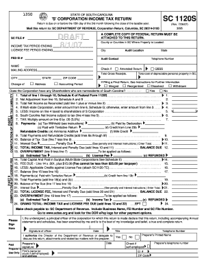 South Carolina S Corporation Income Tax Return