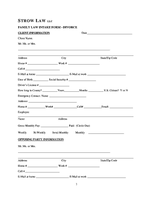 FAMILY LAW INTAKE FORM - DIVORCE - STROW LAW LLC