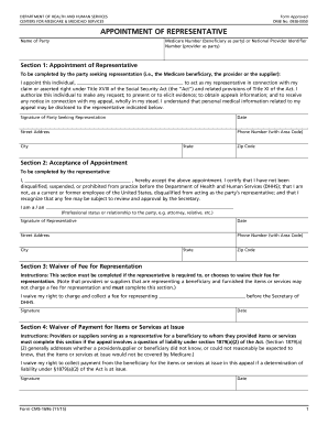 Appointment of Representative Form CMS-1696