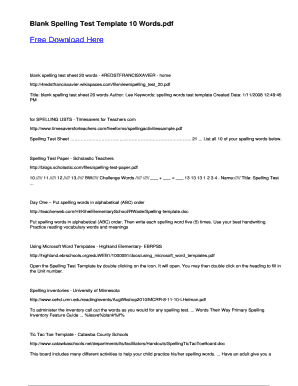 Blank Spelling Test Template