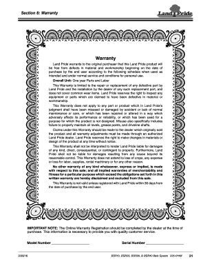Land Pride Warranty Registration Form