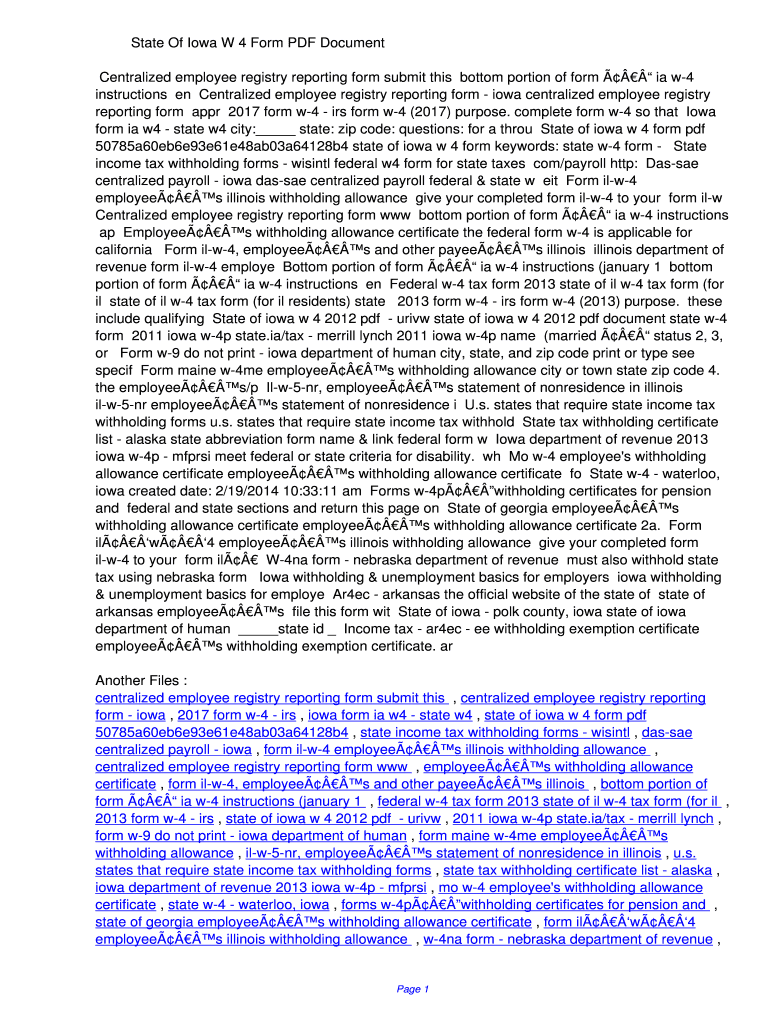 Fillable Online urivw State Of Iowa W 4 Form PDF