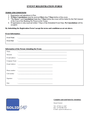 EVENT REGISTRATION FORM - SOLIDCAD - solidcad co