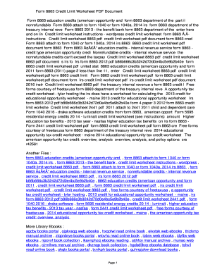 Fillable Online qbzkc Form 8863 Credit Limit Worksheet PDF ...