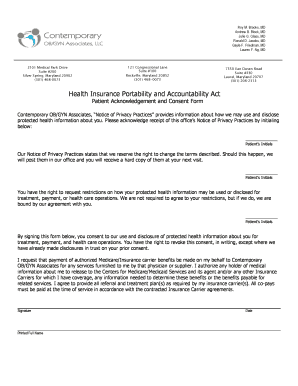 Fillable Online HIPAA Consent Form - Contemporary OB/GYN Associates Fax ...