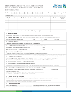 Card Dispute Form - FINAL EN (26-10-16) - Standard Chartered Bank