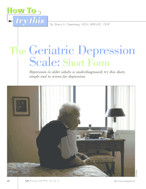 Fillable Online The Geriatric Depression Scale: Short Form ...