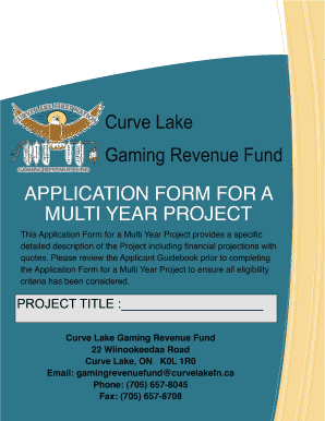 CURVE LAKE GAMING REVENUE FUND APPLICATION FORM