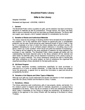 Gifts to the Library. Policies - brookfieldlibrary