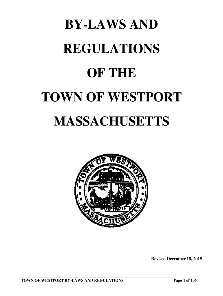 Fillable Online TOWN OF WESTPORT BYLAWS AND REGULATIONS Fax Email