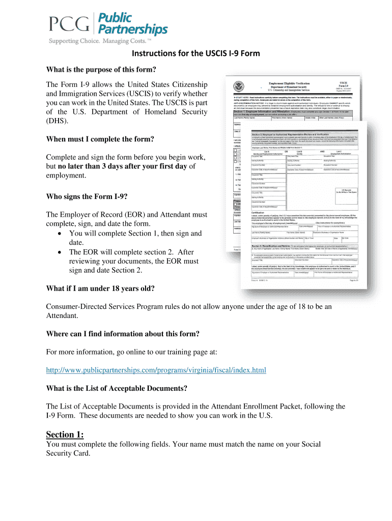 Fillable Online Instructions for the USCIS I9 Form Fax Email Print