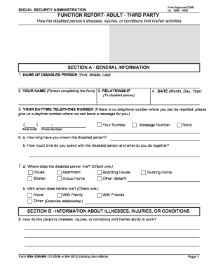 What happens after function report is sent into ssdi dept - Function Report Adult Third Party - free-government-forms ...