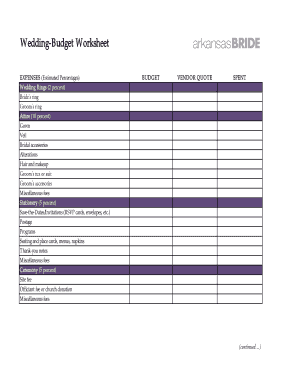 Fillable Online Wedding-Budget Worksheet Fax Email Print - pdfFiller
