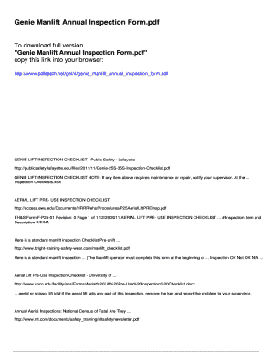 manlift annual certification inspection sheet