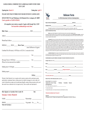 SAYRE SCHOOL COMBINED TEST & DRESSAGE SHOW ENTRY FORM MAY - sayreschool