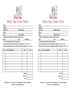 Kay Mary Order Form Declaration Conversion Uv Forms Outside Pdffiller Hoste...