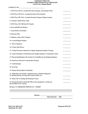 Contractor s Check List ACCIDENT PREVENTION PLAN CHECKLIST ... - mvn usace army