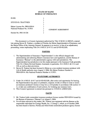 Docket No. INS 10-226 Consent Agreement. Steven B. Trattner