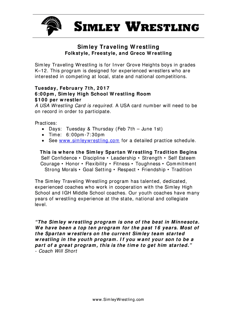 Fillable Online Folkstyle, Freestyle, and Greco Wrestling Fax Email
