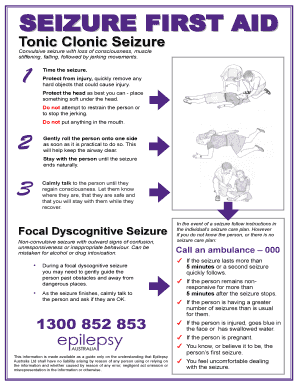 Fillable Online SEIZURE FIRST AID Fax Email Print - pdfFiller
