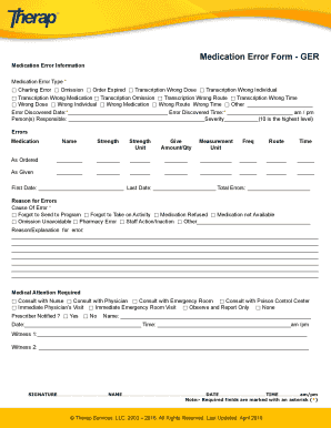 Fillable Online Medication Error Form GER - Therap Help and Support Fax ... image.