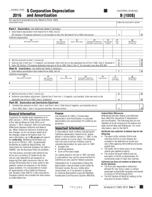 2016 Schedule B (100S) S Corporation Depreciation and Amortization. 2016 Schedule B (100S) S Corporation Depreciation and Amortization