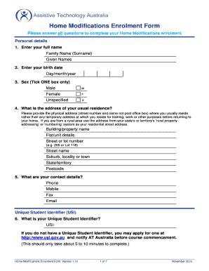 Fillable Online at-aust Home Mods Enrolment Form - Independent Living Centre NSW - at-aust Fax ...