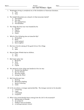 rip van winkle questions pdf