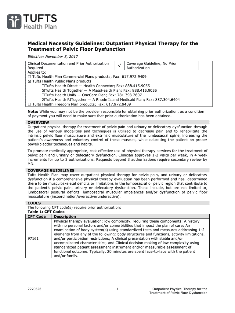 Fillable Online Medical Necessity Guidelines Outpatient Physical