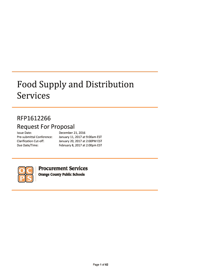 Fillable Online ocps Food Supply and Distribution Services