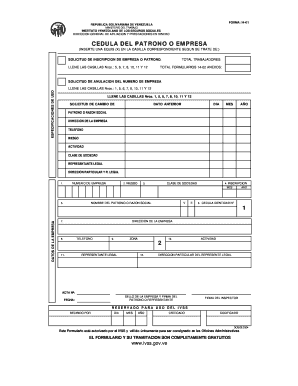 Venezuela Employer Registration Form 14-01