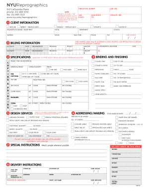 NYU Reprographics Job Assignment Form