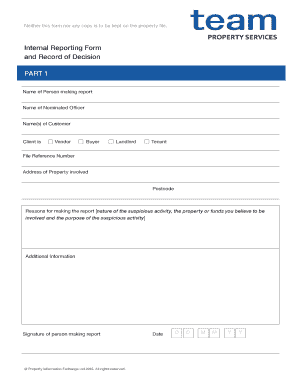 Neither this form nor any copy is to be kept on the property file