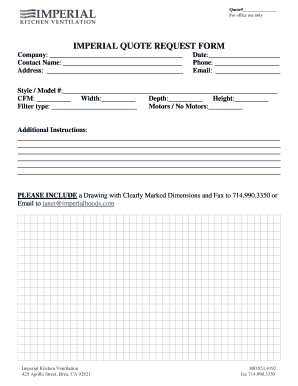 IMPERIAL QUOTE REQUEST FORM - imperialhoods.com