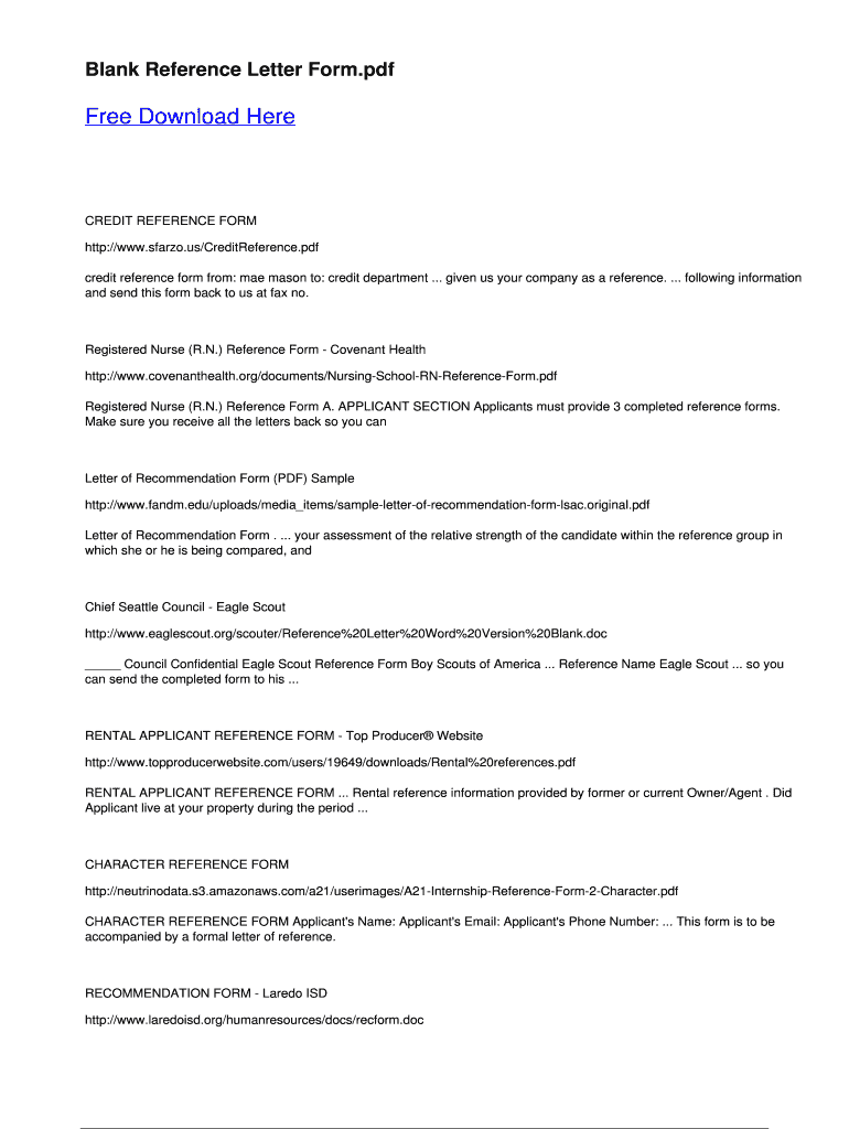 Fillable Online Blank Reference Letter Form Fax Email Print - pdfFiller