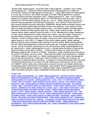 Safety meeting topics pdf - Safety Meeting Agenda Form PDF 811b3e8106a2c93e47918adf2b648343. Safety Meeting Agenda Form