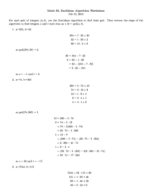 Euclidean Algorithm Worksheet - Fill Online, Printable, Fillable, Blank ...