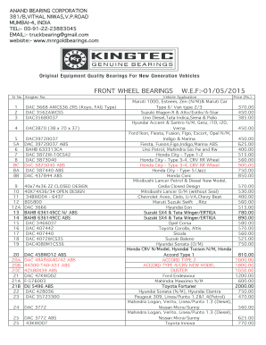 Error anchura precio Kingtec Bearing - Fill Online, Printable, Fillable, Blank | pdfFiller