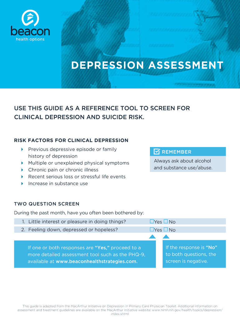Fillable Online DEPRESSION ASSESSMENT Fax Email Print - pdfFiller