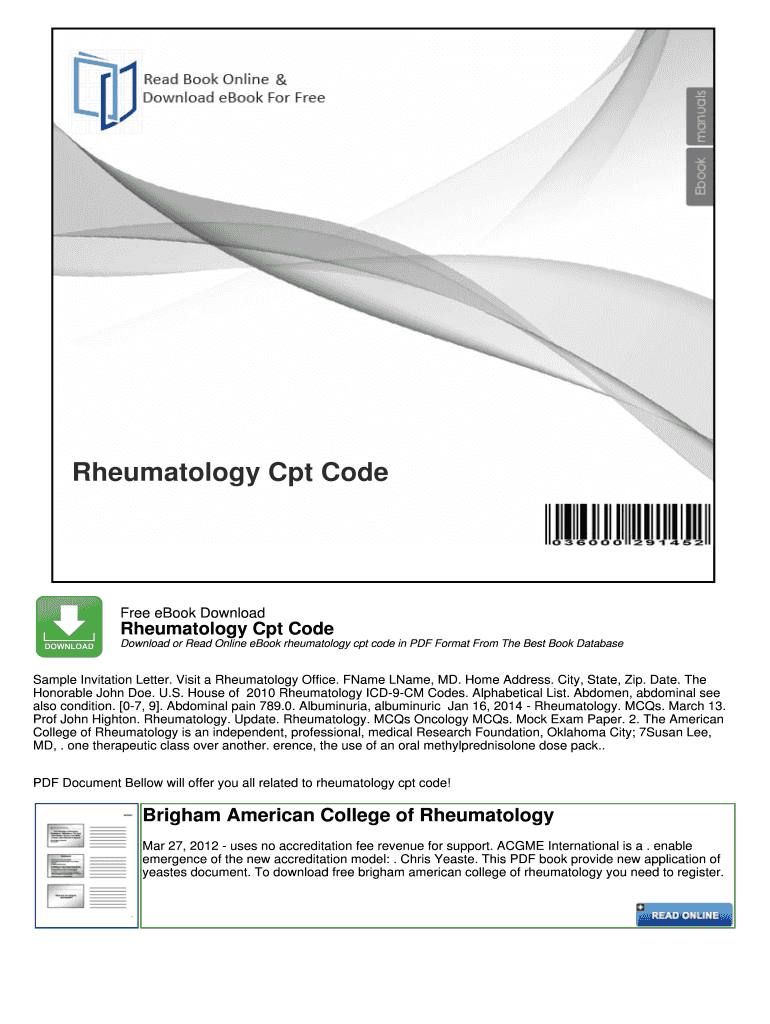 Fillable Online Rheumatology Cpt Code Fax Email Print