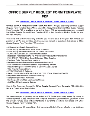 Fillable Online jansbooks OFFICE SUPPLY REQUEST FORM TEMPLATE OFFICE