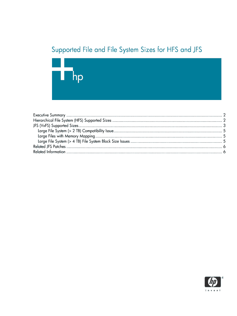 Fillable Online Supported File and File System Sizes for HFS and JFS