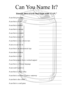 Fillable Online Can You Name It Fax Email Print - pdfFiller