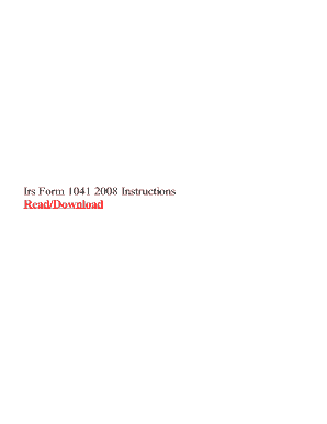 Fillable Online Irs Form 1041 2008 Instructions Fax Email Print - pdfFiller