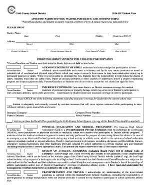 fillable online 2016 17 physical form cobb county school district